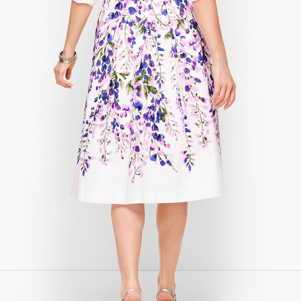 Talbots Wisteria Print Full Midi Skirt Size 16 - Picture 2 of 5